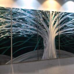 Abstract Metal Tree Sculpture, Modern 3D Wall Art - thumbnail 3
