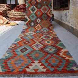 3x10 Handmade Afghan Stunning Kilim Rug, Maimana Chubi New Runner Flatweave Oriental Turkmen Hallway Rug - thumbnail 4