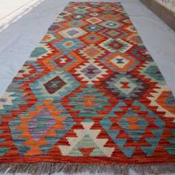 3x10 Handmade Afghan Stunning Kilim Rug, Maimana Chubi New Runner Flatweave Oriental Turkmen Hallway Rug - thumbnail 2