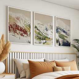 Alpine Valley Poster Set Of 3 Abstract Brushstroke Style Wall Art - thumbnail 2