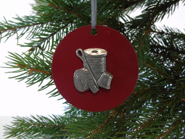 Sewing Christmas Decoration - Needle & Thread Ornament Quilting Unique Decor Dressmaker Gift - image 1