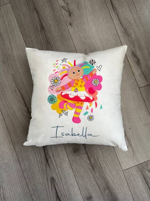 Personalised Nursery Cushion Cover, Upsy Daisy in The Night Garden Style, Nursery, Toddler Gift, Baby Boy Or Girl Gift - image 1