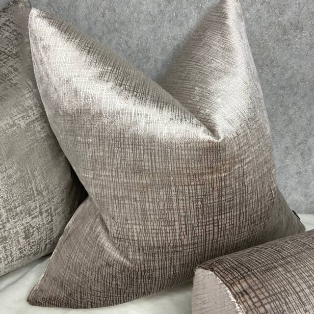 Taupe Pillow Cover, Luxury Cushion Designer Harlequin Fabric, Osamu- High Quality - Handmade Textured Velvet Double Sided - image 1