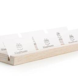 Engraved Oak Wood Business Card Holder Multiple Display, Reception Counter Stand - thumbnail 3