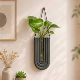 Wall Hanging Vase Decor, Wooden Flower Vase, Nordic Planter, Dried Display, Modern Home Decoration Gift For Living Room - thumbnail 4
