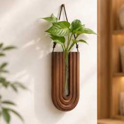 Wall Hanging Vase Decor, Wooden Flower Vase, Nordic Planter, Dried Display, Modern Home Decoration Gift For Living Room - thumbnail 3