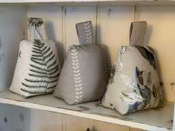Stylish Contemporary Door Stops Natural Fabrics Soft Beige Silver Taupe 6 Choices - thumbnail 1