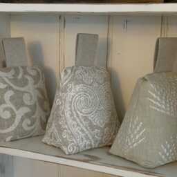 Stylish Contemporary Door Stops Natural Fabrics Soft Beige Silver Taupe 6 Choices - thumbnail 2