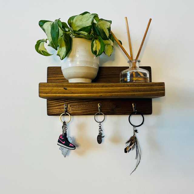 Handmade Wooden Key Holder/Shelf - Mini Mudroom & Entryway Furniture - image 1