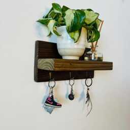 Handmade Wooden Key Holder/Shelf - Mini Mudroom & Entryway Furniture - thumbnail 3
