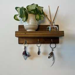 Handmade Wooden Key Holder/Shelf - Mini Mudroom & Entryway Furniture - thumbnail 2
