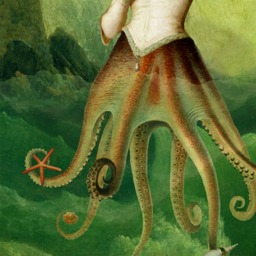 Octopus Siren Mermaid Nautical Portrait Green Print Art Surreal Home Decor Beach House Squid Lovecraft - thumbnail 3