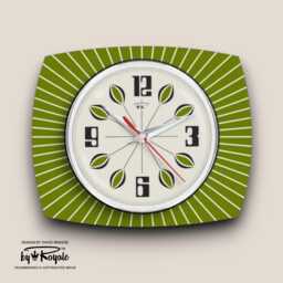 Mid Century Petal Wall Clock - 1970S Retro Style, 12 Colors - thumbnail 4