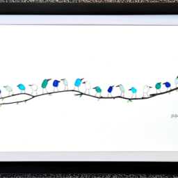 Panoramic Ocean Spray Birds - Sea Glass & Driftwood Picture Framed Handmade Horizontal Wall Art - thumbnail 2
