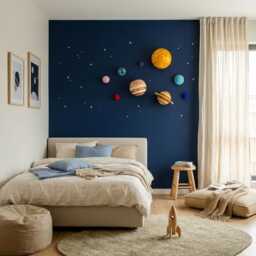 3D Felt Planets Ceiling Wall Decor Solar System Space Nursery Kids Room - thumbnail 2