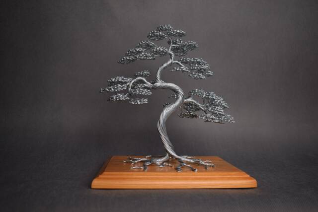 Wire Bonsai Tree - Home Decoration Positive Energy Engraved Dedication Steel 11Th Wedding Anniversary Of Immortality Zen - image 1