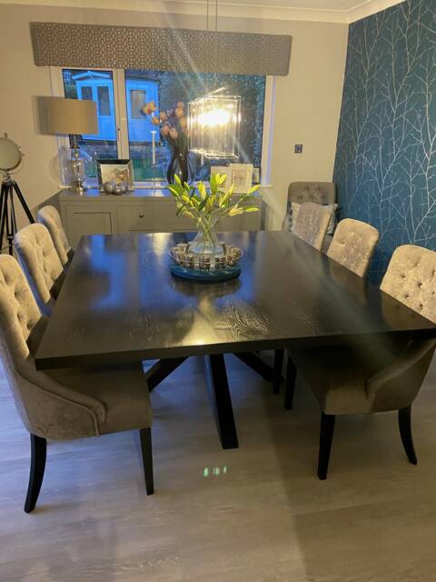 Handmade Black Dining Table - Oak Linear Design. Made To Measure Bespoke - image 1