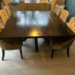 Handmade Black Dining Table - Oak Linear Design. Made To Measure Bespoke - thumbnail 2