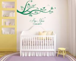 Personalised Name, Tree, Birds, Butterflies - Vinyl Wall Art Sticker, Mural, Decal. Children's Bedroom, Nursery, Playroom. Home, Decor - thumbnail 1