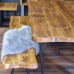 Croxby Vf Live Edge Round Corners Dining Table - Wooden Rustic Industrial Steel Legs Cotswold - thumbnail 2