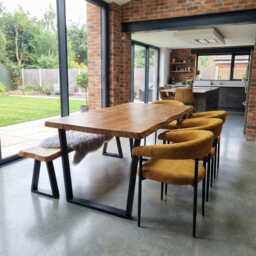 Croxby Vf Live Edge Round Corners Dining Table - Wooden Rustic Industrial Steel Legs Cotswold