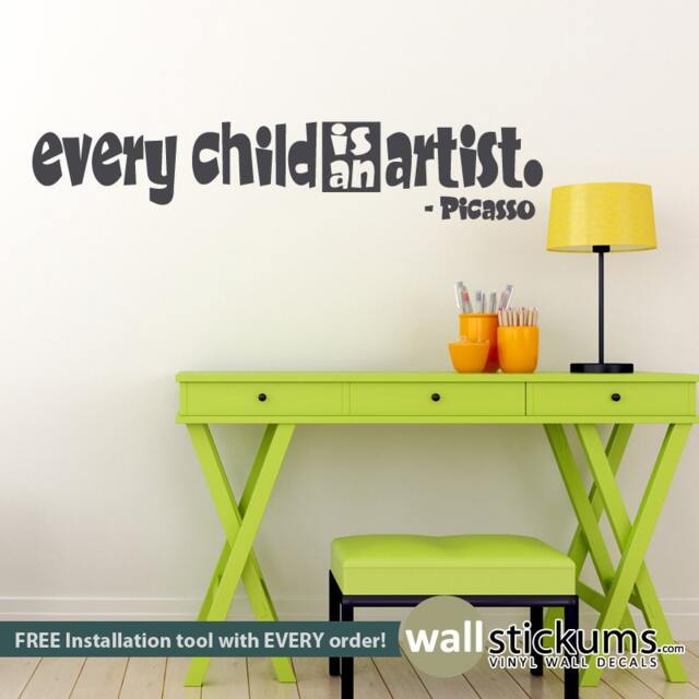 Picasso Quote Vinyl Wall Decal - Every Child Is An Artist - image 1