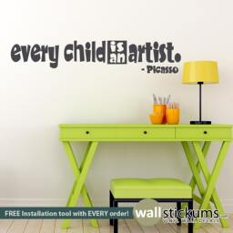 Picasso Quote Vinyl Wall Decal - Every Child Is An Artist - thumbnail 1