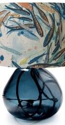 Handmade Recycled Glass Table Lamp Petrol Blue With Brass Fittings - thumbnail 4
