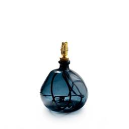 Handmade Recycled Glass Table Lamp Petrol Blue With Brass Fittings
