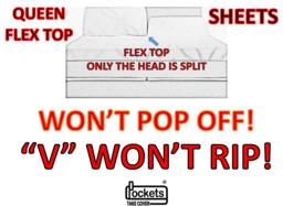 Won't Pop Off Queen Flex Top Deep Pocket Sheets, Navy, Royal Blue, Turquoise, Cream, White - thumbnail 1