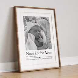 Personalised Newborn Photo Print, Baby Keepsake, Nursery Wall Art - thumbnail 2