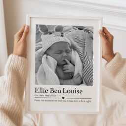 Personalised Newborn Photo Print, Baby Keepsake, Nursery Wall Art - thumbnail 1