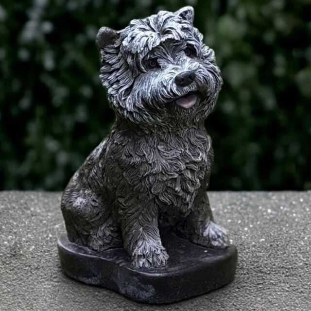 Stone Westie Dog Statue Concrete Terrier Yorkie Sculpture Cement Figurine Outdoor Ornament Handmade Decoration - image 1