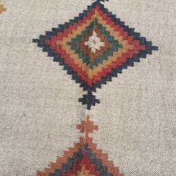 Hand Woven Wool Jute Rug Bohemian Kilim Design - thumbnail 2