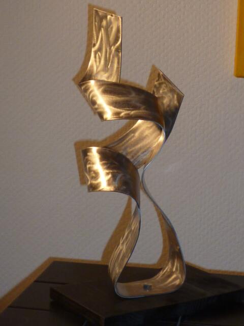 "Large Modern Abstract Wood Aluminum Artist Sculpture ""With You" - image 1