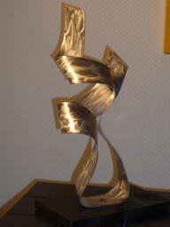 "Large Modern Abstract Wood Aluminum Artist Sculpture ""With You" - thumbnail 1