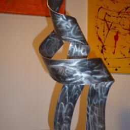 "Large Modern Abstract Wood Aluminum Artist Sculpture ""With You" - thumbnail 4