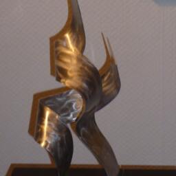 "Large Modern Abstract Wood Aluminum Artist Sculpture ""With You" - thumbnail 2