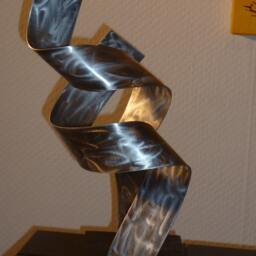 "Large Modern Abstract Wood Aluminum Artist Sculpture ""With You" - thumbnail 3
