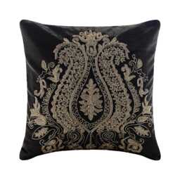 "Decorative Charcoal Gray Euro Size Pillow Cover 24""x24""/26""x26" - thumbnail 1