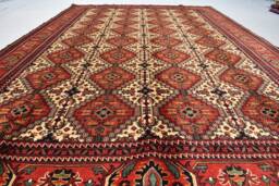 Handmade Maranus Afghan Rug Orange & Bronze Wool Tribal Carpet - 6.6x10.2 Ft - thumbnail 1