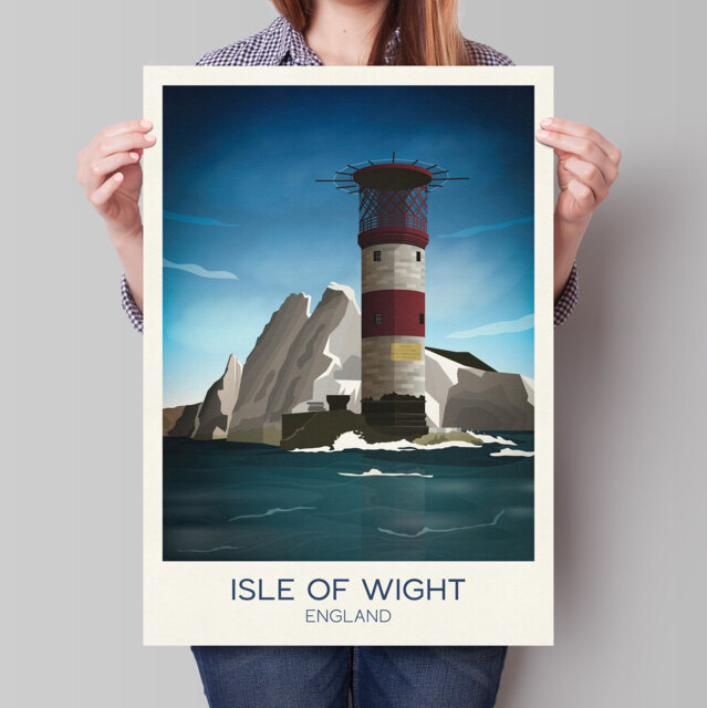 Isle Of Wight Travel Poster, The Needles, Minimalist Wall Art, , Art Prints - image 1