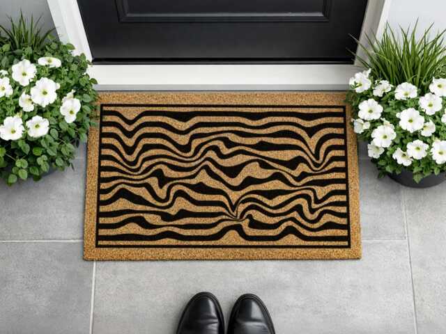 Groovy Melting Wave Mat - Trippy Entryway Rug Abstract Psychedelic Doormat - image 1