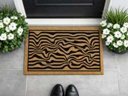 Groovy Melting Wave Mat - Trippy Entryway Rug Abstract Psychedelic Doormat - thumbnail 1