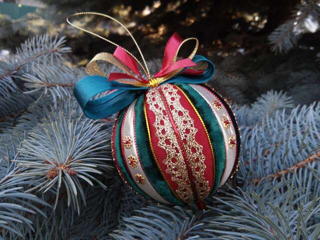 Hanging Toy Merry Christmas New Year Gift Patchwork Ball Gift For Family Year's Ornament Fir-Tree Decoration Home Decor - image 1