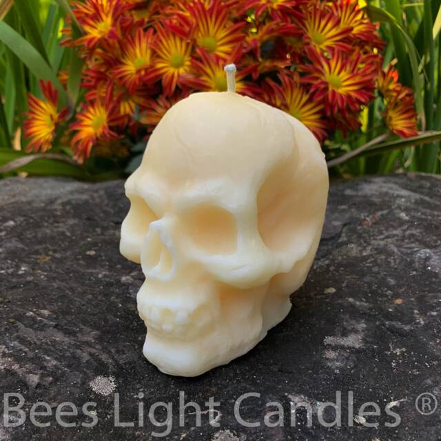 Large Skull Candle 100% Natural Beeswax - Glows in The Dark/Halloween Horror & Scary Human Frightening Handmade Usa - image 1