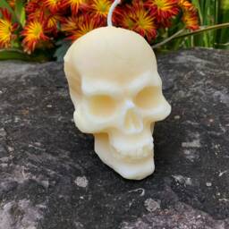 Large Skull Candle 100% Natural Beeswax - Glows in The Dark/Halloween Horror & Scary Human Frightening Handmade Usa - thumbnail 3