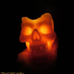 Large Skull Candle 100% Natural Beeswax - Glows in The Dark/Halloween Horror & Scary Human Frightening Handmade Usa - thumbnail 4
