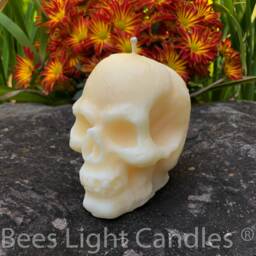 Large Skull Candle 100% Natural Beeswax - Glows in The Dark/Halloween Horror & Scary Human Frightening Handmade Usa - thumbnail 1