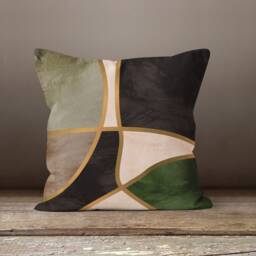 Gold Floral Cushion Cover-Leaf Pillow Case-Decorative Case-Brown Cover-Gift For Her Cushion-Handmade Material - thumbnail 2